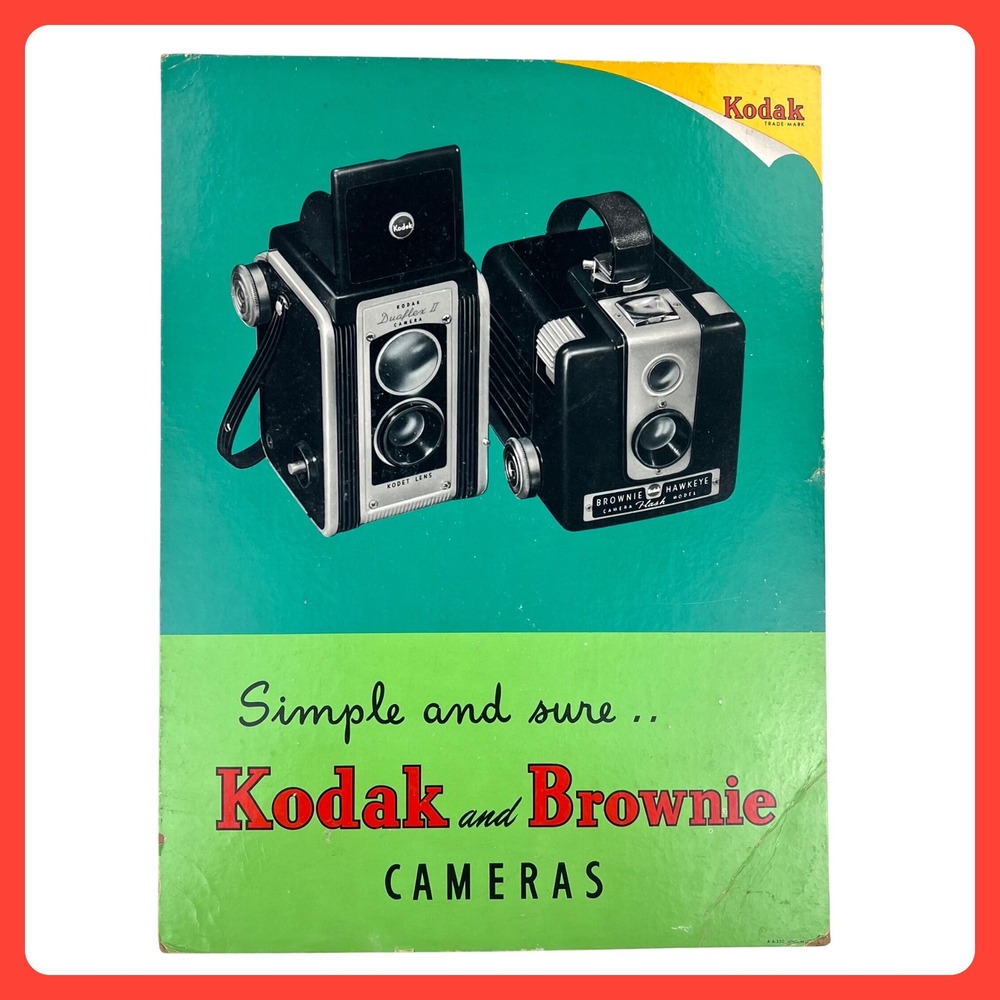 1950s Kodak Brownie Camera Vintage 20" Advertising‎ Sign Cardboard Easel